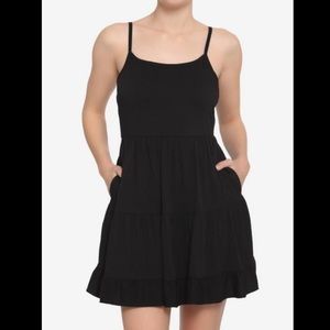 Mudd Black Rayon Tiered Dress llace up back spaghetti straps size XS extra small